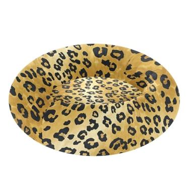 Imagem de SEHANY Cama de cachorro com estampa de leopardo, removível e lavável, pequena, redonda, cama de gato fofa, super macia, confortável para animais de estimação com fundo antiderrapante para cães
