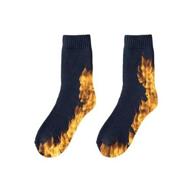 Imagem de Meias femininas e masculinas, macias e aconchegantes para clima frio, para inverno, trabalho, caminhadas, corrida, acampamento, Azul marino, 24