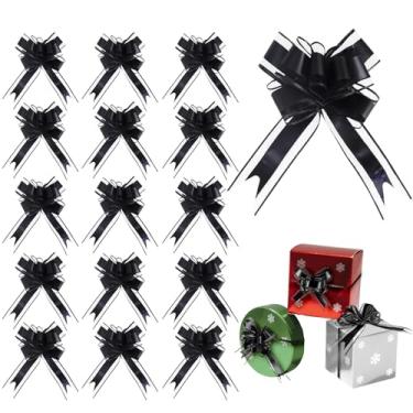 Imagem de Muswarm Arcos de puxar para embrulho de presente, 15 peças de laço grande de fita de Natal para embalagem de presentes, cestas de presente, Natal, casamento e decoração de festa (fosco e tule-preto)