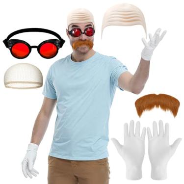 Imagem de SPORTBANG 6 Pcs Halloween Egg Costume for Men Bald Holster Goggles Beard Gloves Halloween Party for Cosplay (Red)