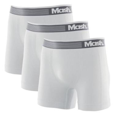 Imagem de Kit 3 Cuecas Boxer Mash Microfibra Sem Costura 710.01, Branco, M