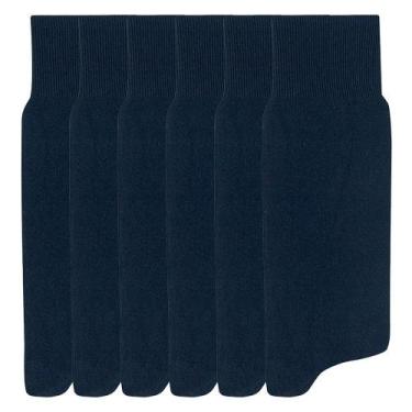 Imagem de Kit 6 Meias Mash Social Cano Longo Poliamida Lisa Masculina 231.03, Az