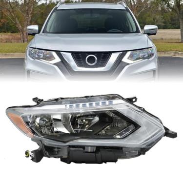 Imagem de Sunhua Farol adequado para Nissan Rogue 2017 2018 2019, par de faróis LED DRL esquerda/direção e direita/lado do passageiro, sem lâmpadas (lado direito/lado do passageiro)
