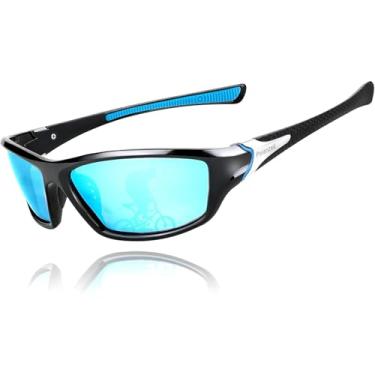 Imagem de Óculos de sol esportivos masculinos clássicos polarizados – Óculos de sol com lentes azuis polarizadas elegantes para ciclismo, pesca, deslocamento diário e direção