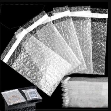 Imagem de 10 peças de plástico transparente bolha envelope saco impermeável adesivo auto-selo sacos de embalagem Mailers organizador de armazenamento de envio (G, 19 x 15,5 cm)