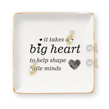 Imagem de Presentes de agradecimento de professores para mulheres - Presentes de fim de ano para professores bandeja de joias de cerâmica prato de joias prato de bugiganga de Natal agradecimento aniversário