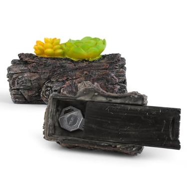 Imagem de Meejune SegurançaOculte uma chave do lado de fora em pedra falsa, porta-chaves sobressalente para jardim e quintal, armazenamento oculto de pedra falsa para segurança - toco de árvore