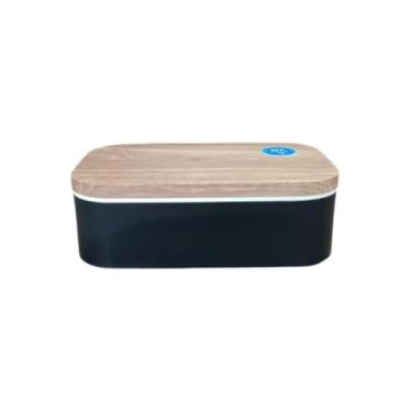 Imagem de Kit Marmiteira com Talheres, 900ml, Plástico PP Livre de BPA, Preta, Tampa Dupla com Vedação Hermética, 2 Divisórias, 20x12x7cm