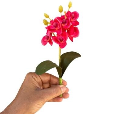 Imagem de Kit com 12 Mini Orquídeas Artificiais Permanentes – Flores Decorativas para Mesa, Sala e Casamento (Vermelho)