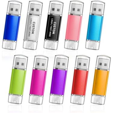 Imagem de Pen drive USB personalizado, 2 em 1 OTG microUSB/USB, pen drives, portátil, de alta velocidade, armazenamento externo de data para dispositivos e computadores Android (10 peças, 8 GB)