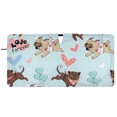 Imagem de Guarda-sol de carro com balão de ar quente de animal fofo personalizado para para-brisa protetor solar dobrável para para-brisa dianteiro de carro impressões de animais, 81 cm x 157 cm