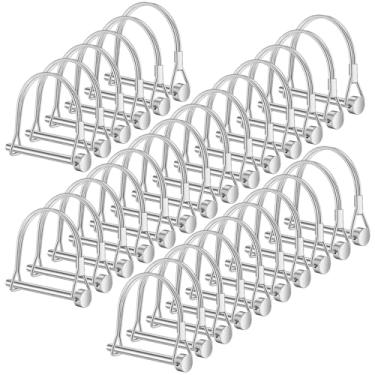 Imagem de MAQUITA 36 peças de trava de pino de engate de reboque, 2-3/10.2 cm x 1/10.2 cm pino de acoplador de segurança de bloqueio de eixo Pto, aço carbono, arco, resistente, para reboques agrícolas, reboques