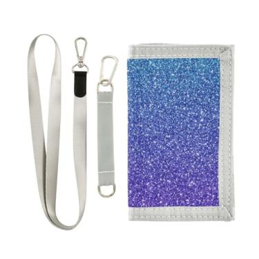 Imagem de GAIGEO Carteira feminina de nylon com glitter lavanda para crianças, meninos, meninas, porta-chaves e bolsos, Glitter verde e roxo, one size