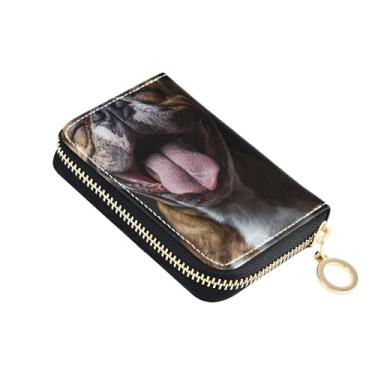 Imagem de Carteiras femininas estampadas com zíper e bloqueio de RFID, carteiras de cartão de crédito, buldogue fofo, carteira masculina com bolso para moedas