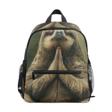 Imagem de GAIGEO Yoga Sloth Funny Small School Backpack Boys Toddler Backpack with Front Pocket, Safety Whistle for Ages 3-8