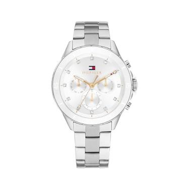 Imagem de Tommy Hilfiger Relógio esportivo feminino – Relógio de pulso multifuncional de aço inoxidável – Resistente à água até 5 ATM/50 metros – Relógio de moda premium para todas as ocasiões – 40 mm, Prata
