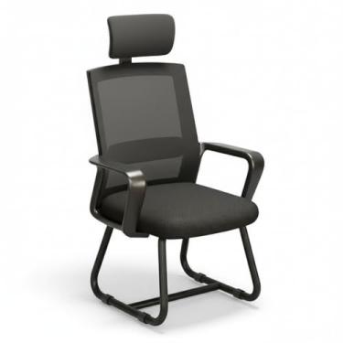 Imagem de Cadeira de escritório ergonômica com suporte lombar e encosto de malha respirável - ideal para casa e trabalho (pernas de cadeira velha - almofada de esponja - preta - encosto de cabeça ajustável)