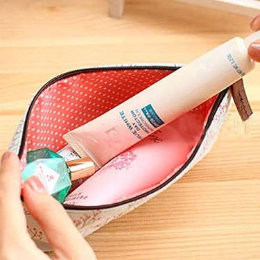 Imagem de ZJchao Bolsa de Caneta de Pano de Linho Com Estampa Floral Doce Estojo de Lápis Organizador de Armazenamento de Papelaria para Viagens de Escritório Escolar Azul Bege Rosa Café 19,5 X (Bege)