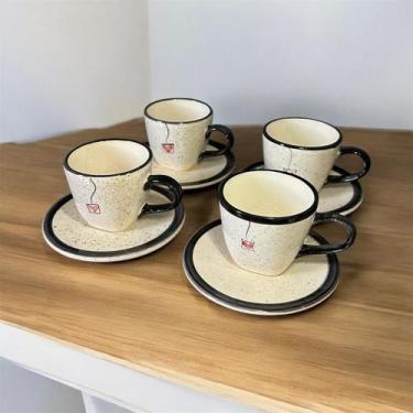 Imagem de Jogo de Xícaras de 200ml Com Pires 4 Unidades Feitas de Cerâmica - Dan