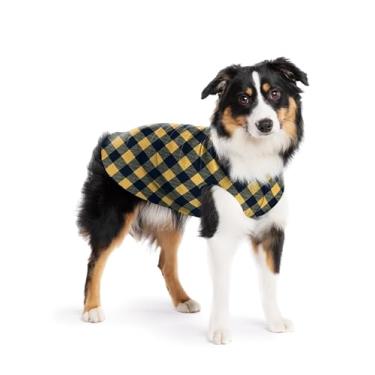 Imagem de Gold Paw Casaco de lã elástica para cães, suéter elástico para animais de estimação, pulôver lavável na máquina para inverno e outono, xadrez de búfalo dourado, 14