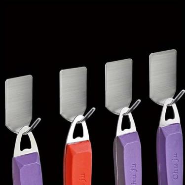 Imagem de 8 peças ganchos de parede para toalha de banheiro cozinha aço inoxidável forte sucção chave chapéu saco cabide gancho roupas gancho handdoek haakjes (gancho fino)