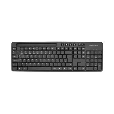 Imagem de Teclado sem Fio C3Tech KB-W100BK - Padrão ABNT2 - Conexão 2.4Ghz - Com Apoio para Smartphone - Preto