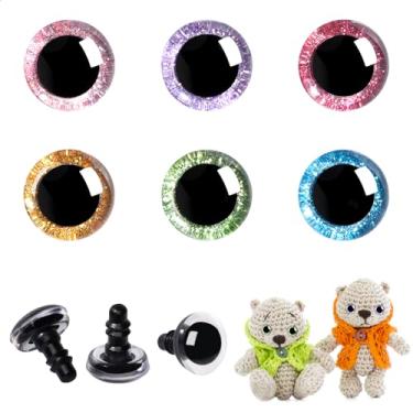 Imagem de MUCUNNIA 120 peças 18 mm 3D Glitter Plástico Segurança Olhos para Amigurumi Trapézio Artesanato Crochê Olhos de Boneca com Arruelas Olhos de Animal de Pelúcia para DIY de Fantoches, Ursos Animais