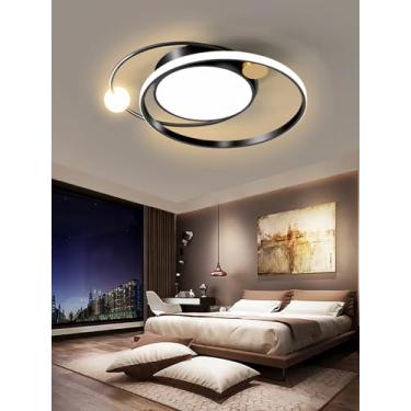 Imagem de Luminária de teto redonda, econômica e com regulagem de intensidade, em LED, moderna e minimalista, com controle remoto, ideal para quartos infantis, quartos de dormir e salas de jantar (pre