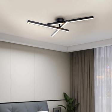 Imagem de Luminária de teto LED moderna de 78 cm, embutida, com temperatura de cor ajustável de 3000K a 6000K, controle remoto e design regulável. Ideal para sala de estar, quarto, sala de jantar e co