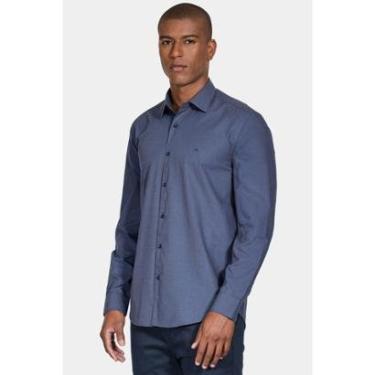 Imagem de Camisa Manga Longa Cosmo Regular Algodão Egípcio Fil a Fil Barolo Azul-Masculino