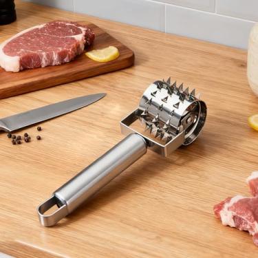 Imagem de 1 amaciador de carne, amaciante de carne de aço inoxidável e ponche de pizza para amaciar carne bovina, peru, bife e carne de porco