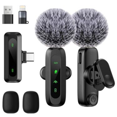 Imagem de JCHIEN Microfone de lapela sem fio para iPhone/iPad/telefone Android – Mini microfones para criadores de conteúdo de podcast, microfone profissional de lapela com redução de ruído para gravação de