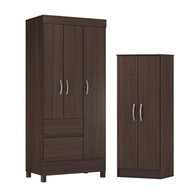 Imagem de Guarda Roupa Solteiro Wind Com Multiuso Viena Café - Demóbile