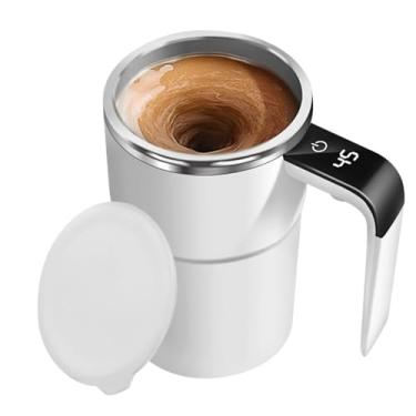 Imagem de MiOYOOW Caneca de café magnética automática, copo de café automisturável recarregável com visor LCD para café milkshake cacau suco de chocolate quente