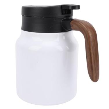 Imagem de Jiawu Jarra de café Térmica de Aço Inoxidável Isolada a Vácuo para Suco de chá de água Quente 1000ml Adequada para Uso Em Escritório Doméstico (Branco)