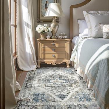 Imagem de jinchan Tapete vintage 10 x 15 cm, tapetes finos modernos, cinza, lavável, antiderrapante, elegante, retrô, leve, para quarto, sala de jogos, sala de jogos