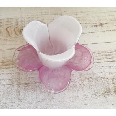 Imagem de RISEON Suporte de vela de vidro feito à mão com flor de murano, suportes de vela Tealight, suporte de castiçal para planta de aviação, peça central para casamento, festa, aniversário, decoração de