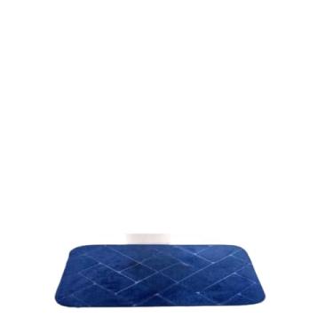 Imagem de Tapete absorvente macio de microfibra antiderrapante para cozinha ou banheiro e quarto(tijolos azul)