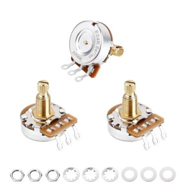 Imagem de Banworks Potenciômetros de latão A250K+B250K M8 Rosca tamanho completo métrico 1A2B 18 estrias (comprimento de 18 mm) Potenciômetros de áudio e cone linear para Epiphone Les Paul LP/SG Squier Strat