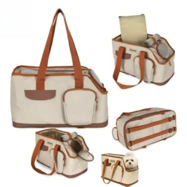 Imagem de Bolsa Transporte e Passeio Luxo Transporte Viagem Veículo Bege para cachorro e gato | Viagens Aéreas, Passeios no Shopping e Hospedagem