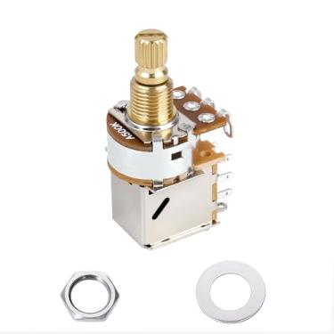 Imagem de Banworks Potenciômetros de guitarra push pull com rosca Full Brass A500K M8 tamanho métrico 18 estrias (15 mm de comprimento) Potenciômetros cônicos de áudio para guitarras elétricas Squier/Epiphone