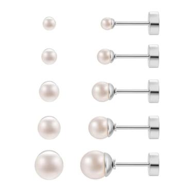 Imagem de Conjunto de 3 a 5 pares de brincos quadrados para homens e mulheres, brincos de zircônia cúbica transparente preenchidos com ouro 14 K, hipoalergênicos, de aço cirúrgico, com costas planas para