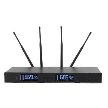 Imagem de Fabater Microfone Dinâmico Profissional Sem Fio Conjunto Portátil Duplo Transmissão de Som Sem Perdas para Desempenho de karaokê Liga de Alumínio Preto 2x2200mAh