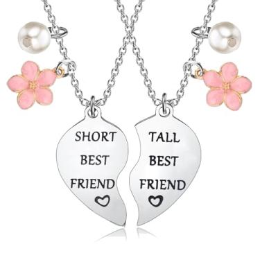 Imagem de FEELMEM Conjunto de 2 colares curtos e altos para melhores amigos para melhores amigos presentes curtos e altos para melhores amigos, middle, Aço inoxidável, Cobre