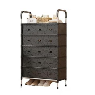 Imagem de Sapateira 4/6 andares Organizador Largura 60/80 cm Com Capa Protetora Contra Poeira p/Tênis, Hall de Entrada e Quarto(6 Camadas-Preto-60cm)