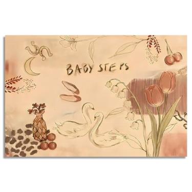 Imagem de sdgobvco Arte de parede em tela de berçário, Cisnes cercados por estrelas em ferradura pôster marrom vermelho rústico, impressão de arte popular inspirada em passos, decoração de parede nostálgica