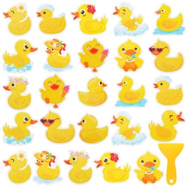 Imagem de 26 adesivos antiderrapantes para banheira, adesivos fofos de pato com raspador, decalque antiderrapante para banheira e chuveiro com adesivo traseiro para banheiro, escadas de chuveiro