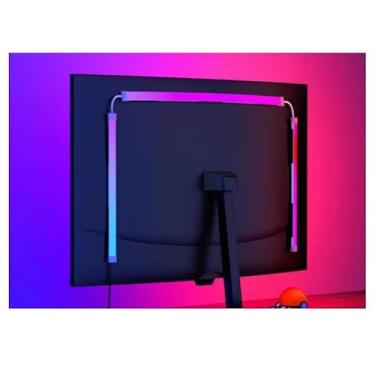Imagem de PUSOKEI Barra de luz RGB para computador com sincronização de tela, 54 LEDs correspondência automática de cores para monitor de 61 cm, iluminação ambiente de jogos alimentada por USB para Wins PC