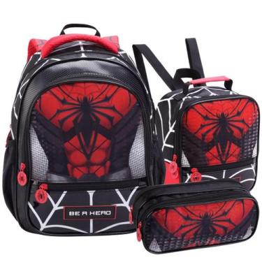 Imagem de Kit Material Escolar Herói Infantil com Mochila de Costas Estojo Duplo