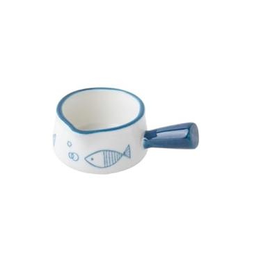 Imagem de Molho de cerâmica para molho de 50 ml com cabo suave, perfeito para molho de salada, caldo, creme, jarra de leite e leite (azul)